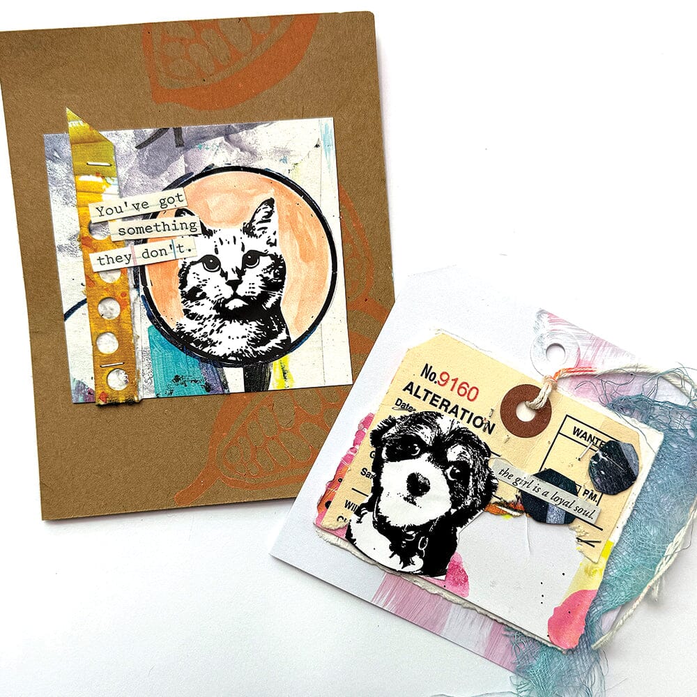 Dina Wakley Circle Furbabies Media Cling Rubber Stamps mdr87762 dog tag