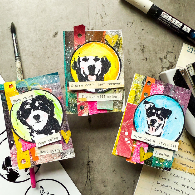 Dina Wakley Circle Furbabies Media Cling Rubber Stamps mdr87762 rainbow | color-code:ALT02