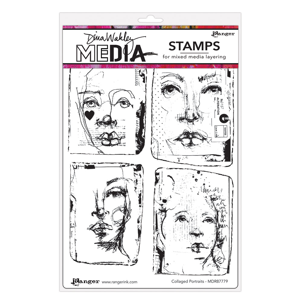 Dina Wakley Collaged Portraits Media Cling Rubber Stamps mdr87779