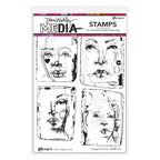 Dina Wakley Collaged Portraits Media Cling Rubber Stamps mdr87779