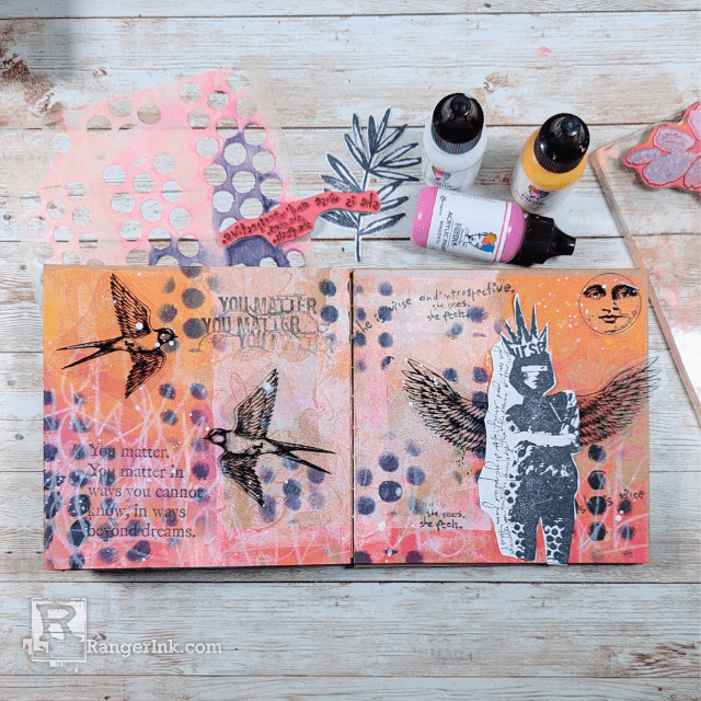 Dina Wakley Dotted Tape Media Stencil Ranger mds83085 Gelli Print Background | color-code:ALT02