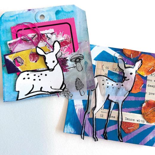 Dina Wakley Fawns Media Cling Rubber Stamps mdr87786 deer