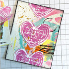 Dina Wakley Filled Hearts Media Cling Rubber Stamps mdr94258 colorful background splashes card