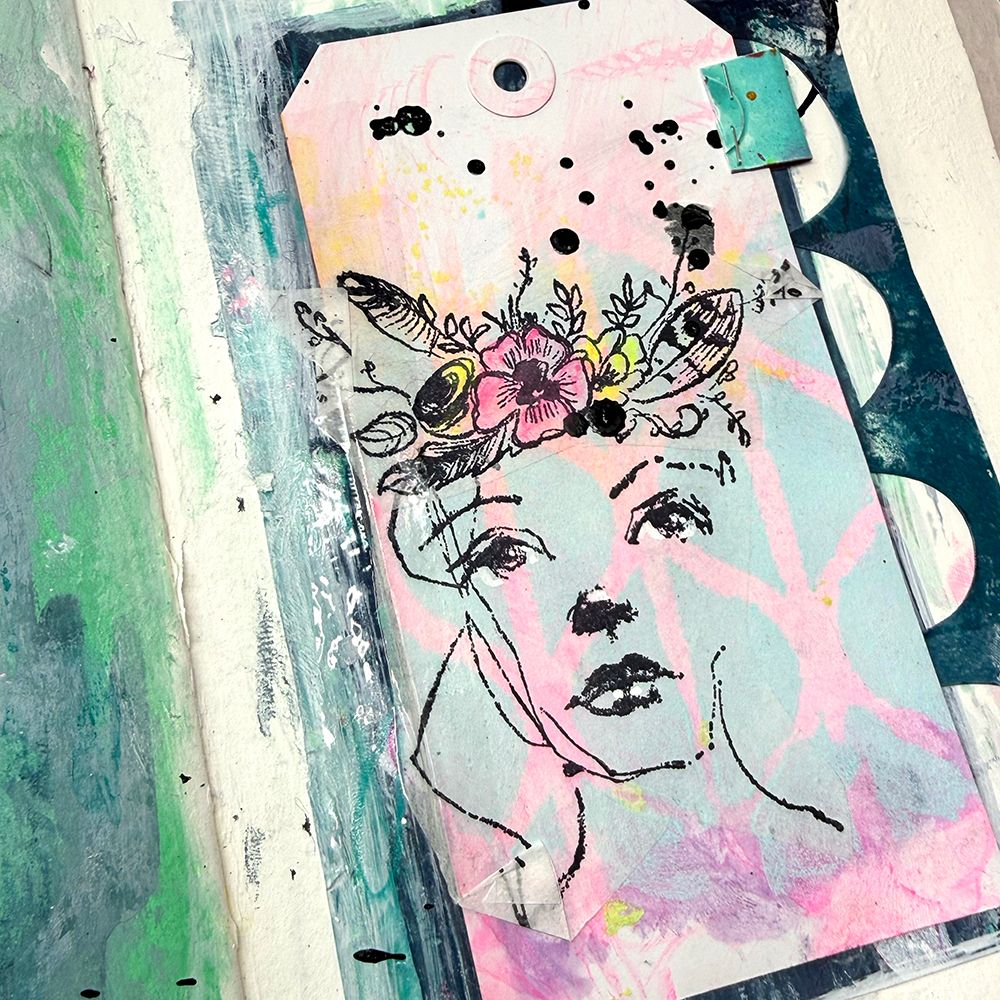 Dina Wakley Flower Crowns Media Cling Rubber Stamps mdr94265 fun tag