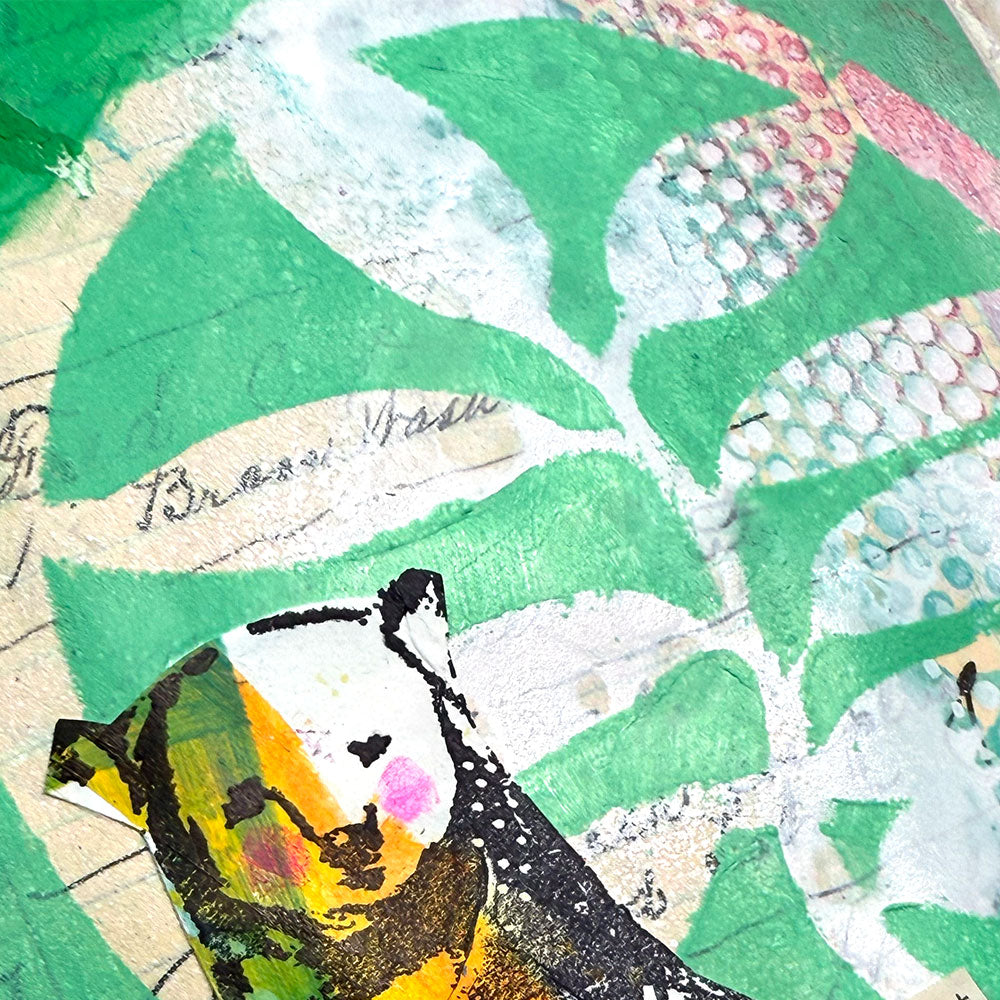Dina Wakley Ranger A Frond Coaster Media Stencil mds84907 Bear and Leaves