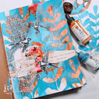 Dina Wakley Ranger Big Circles Coaster Media Stencil mds84914 Year In Review Journal Page | color-code:ALT02