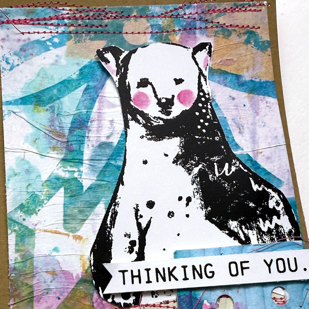 Dina Wakley Ranger Flowing Petals Media Stencil mds87700 Thinking of You Bear