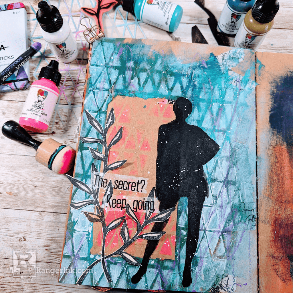 Dina Wakley Ranger Old School Silhouettes Stencils mds83108 Journaling Tags Project | color-code:ALT01