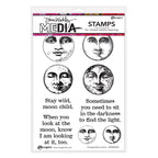 Dina Wakley Vintage Moon Faces Media Cling Rubber Stamps mdr87823
