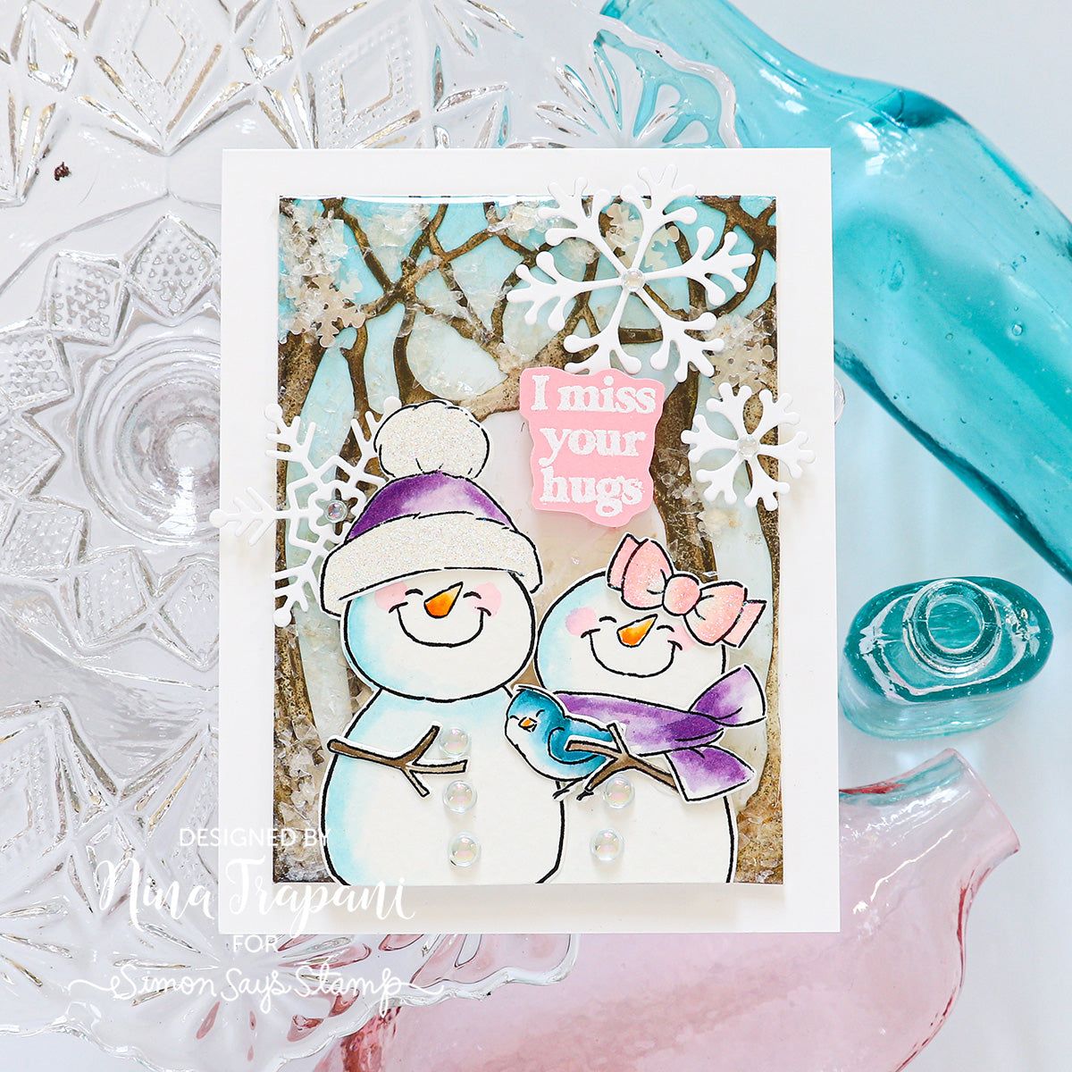 Tim Holtz Distress Mica Flakes Ranger tdr69140 Snowman Distress Watercolor Card | color-code:ALT13