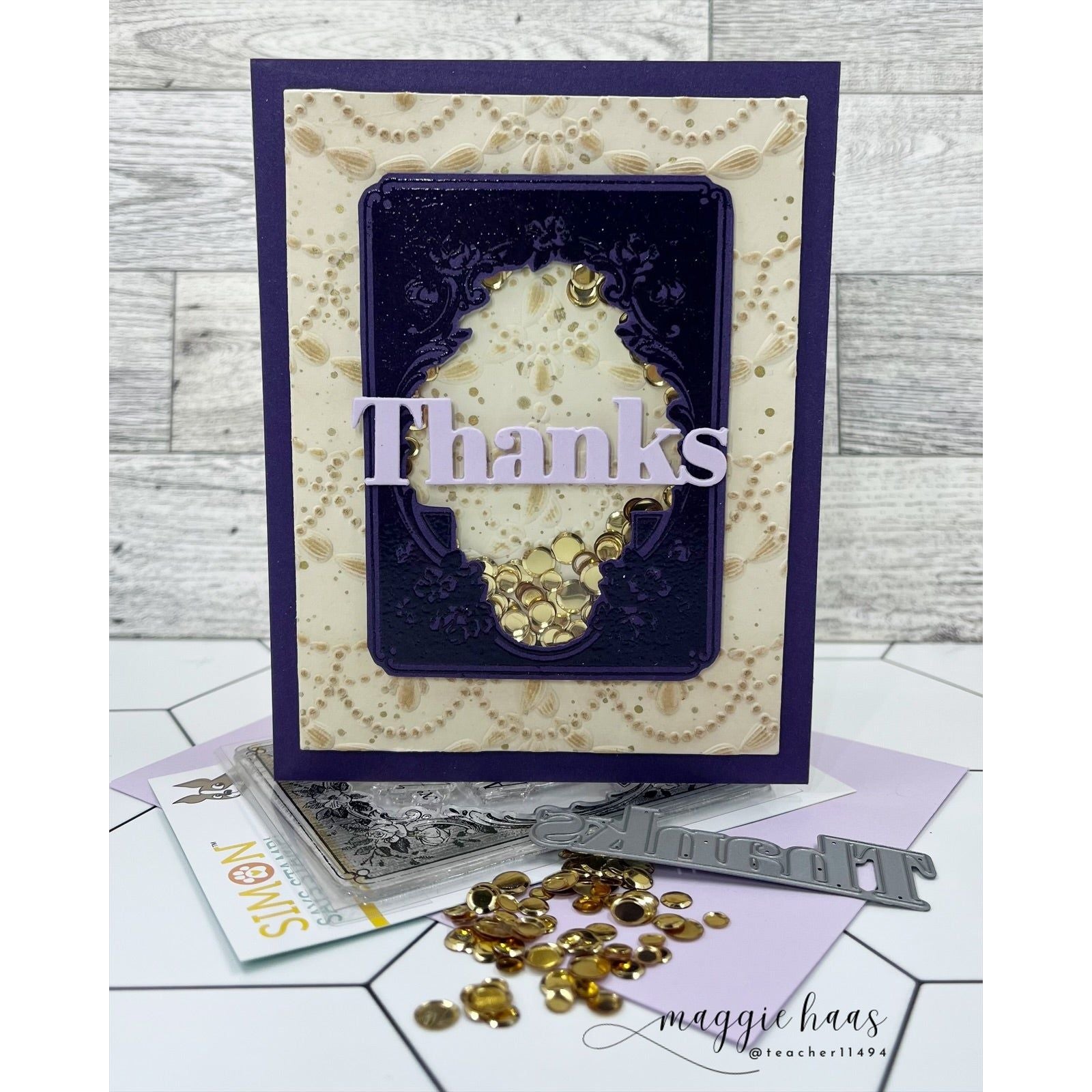 Simon Says Stamps and Dies Parisian Frame set297pf Thanks Card