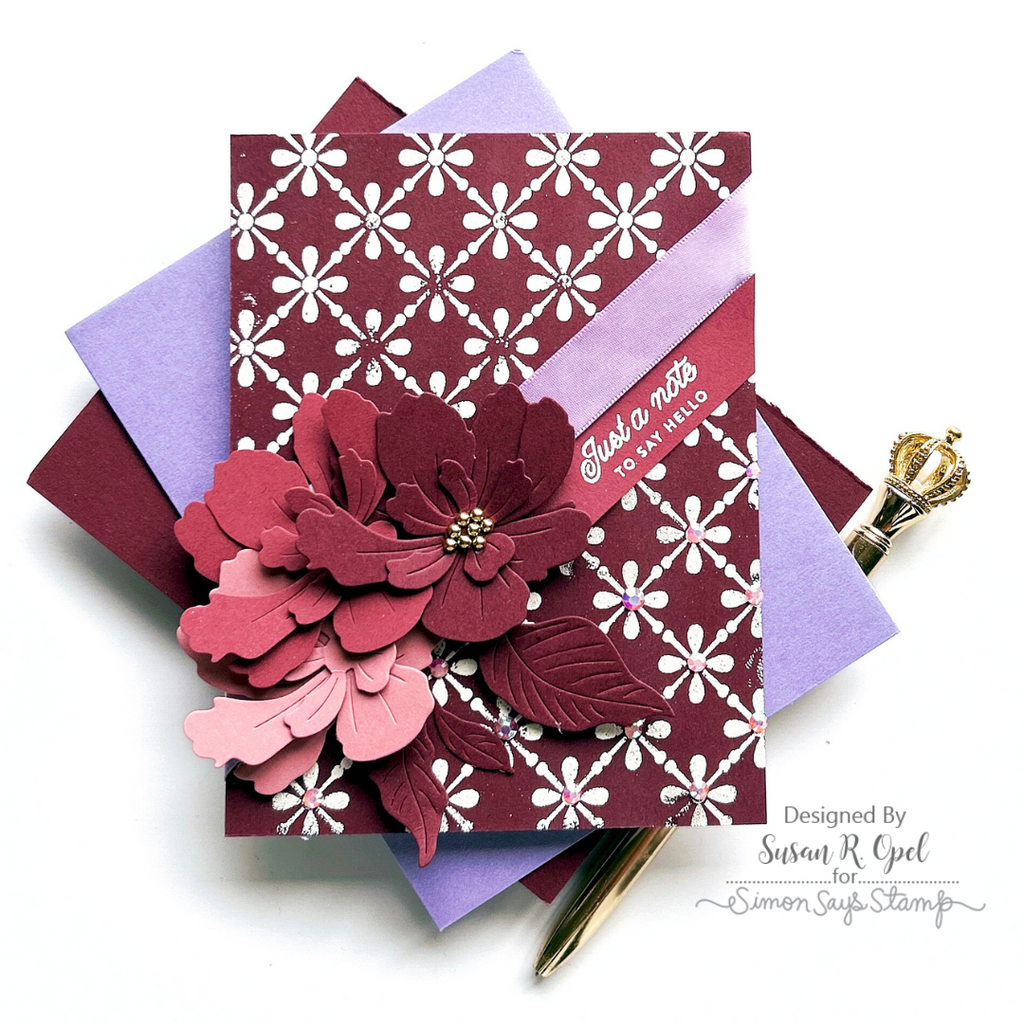 Simon Says Stamp Divine Peony Wafer Dies s919 Sunny Vibes Hello Card