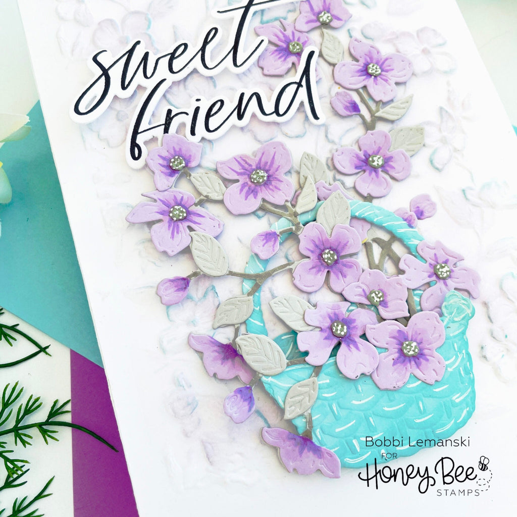 Honey Bee Dogwood Blooms 3D Embossing Folder hbef-006 Floral Friend Card | color-code:ALT01