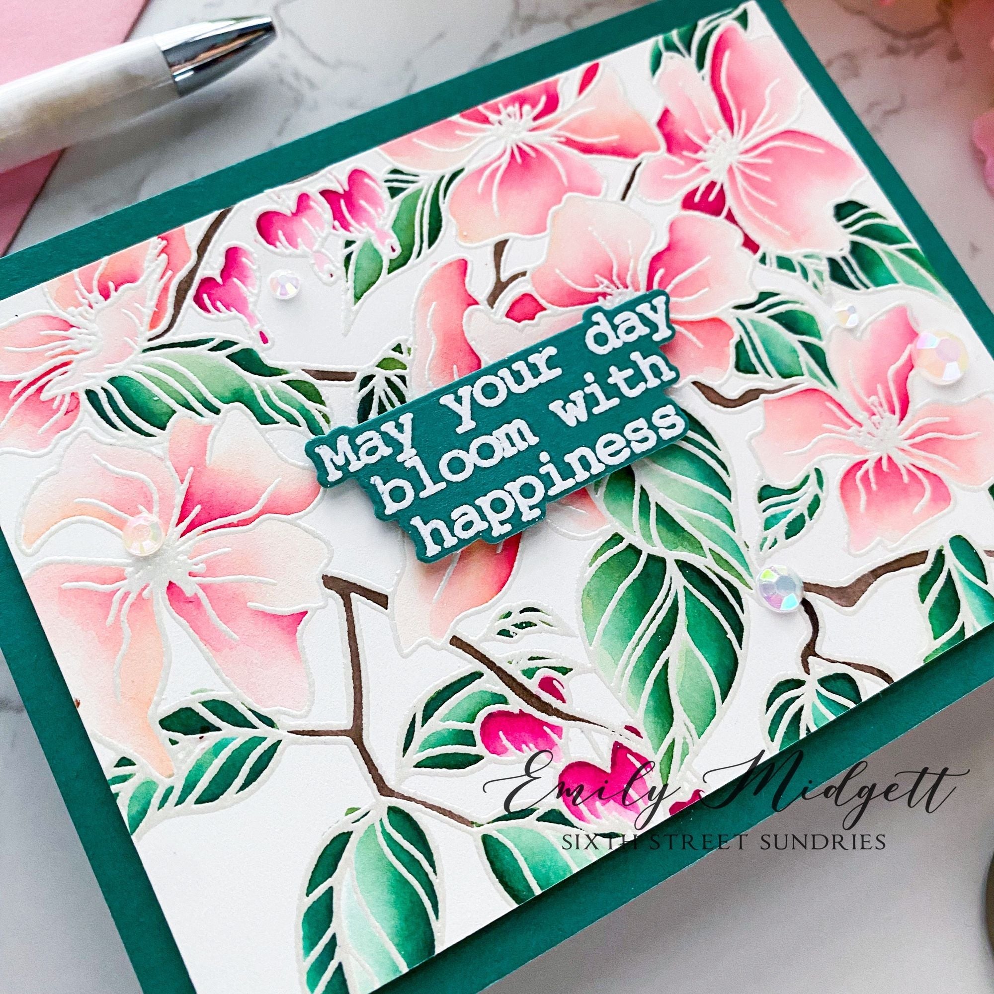 Simon Says Cling Stamp Dogwood Bleeding Heart sss102711 Out Of This World Bloom with Happiness Card | color-code:ALT04