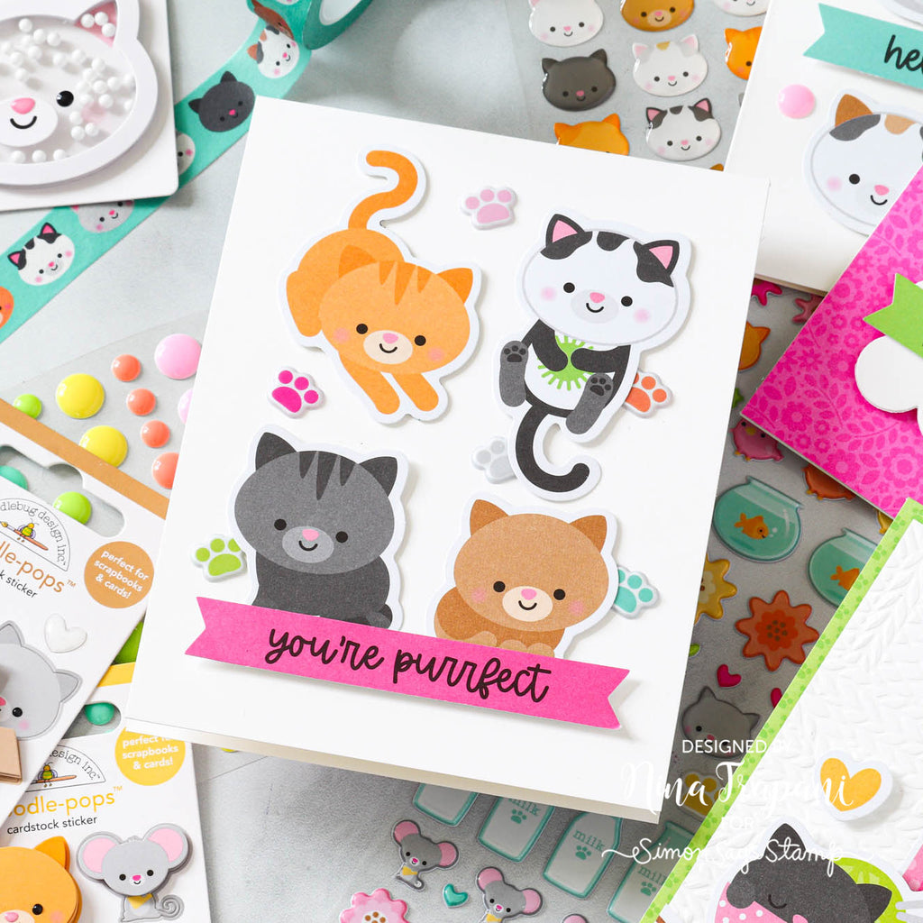 Doodlebug Pretty Kitty Puffy Stickers 7642 purrfect | color-code:ALT01