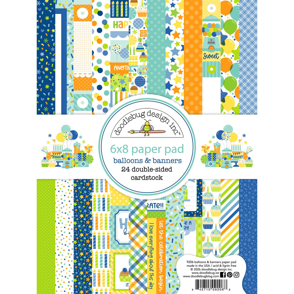 Doodlebug Balloons and Banners 6x8 Inch Paper Pad 9206