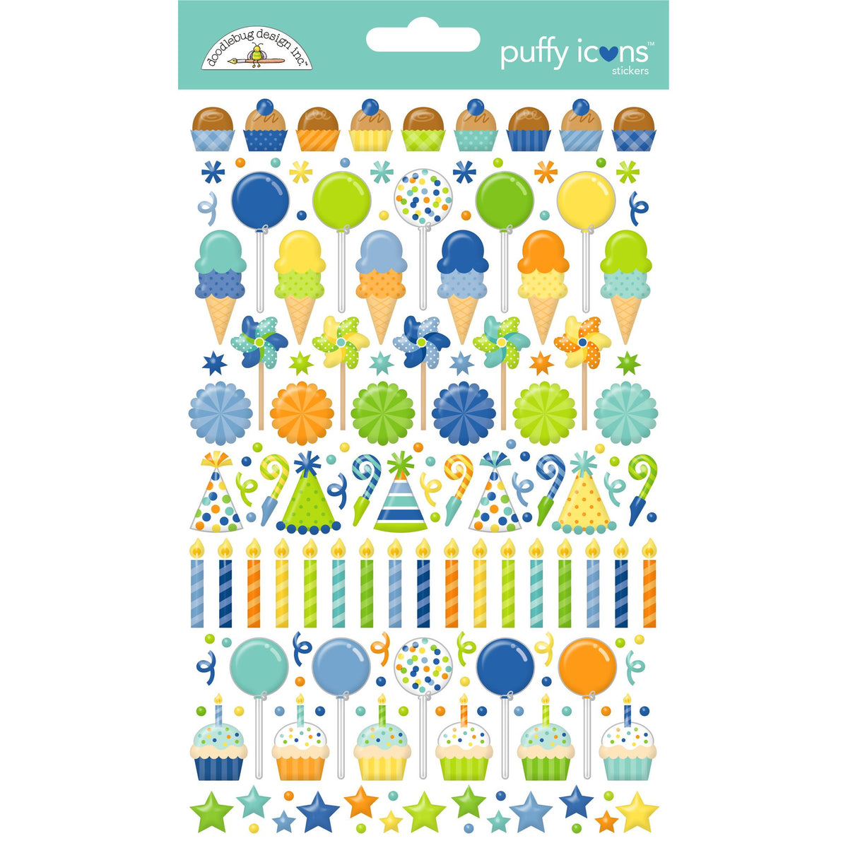 Doodlebug Balloons and Banners Puffy Icons Stickers 9191