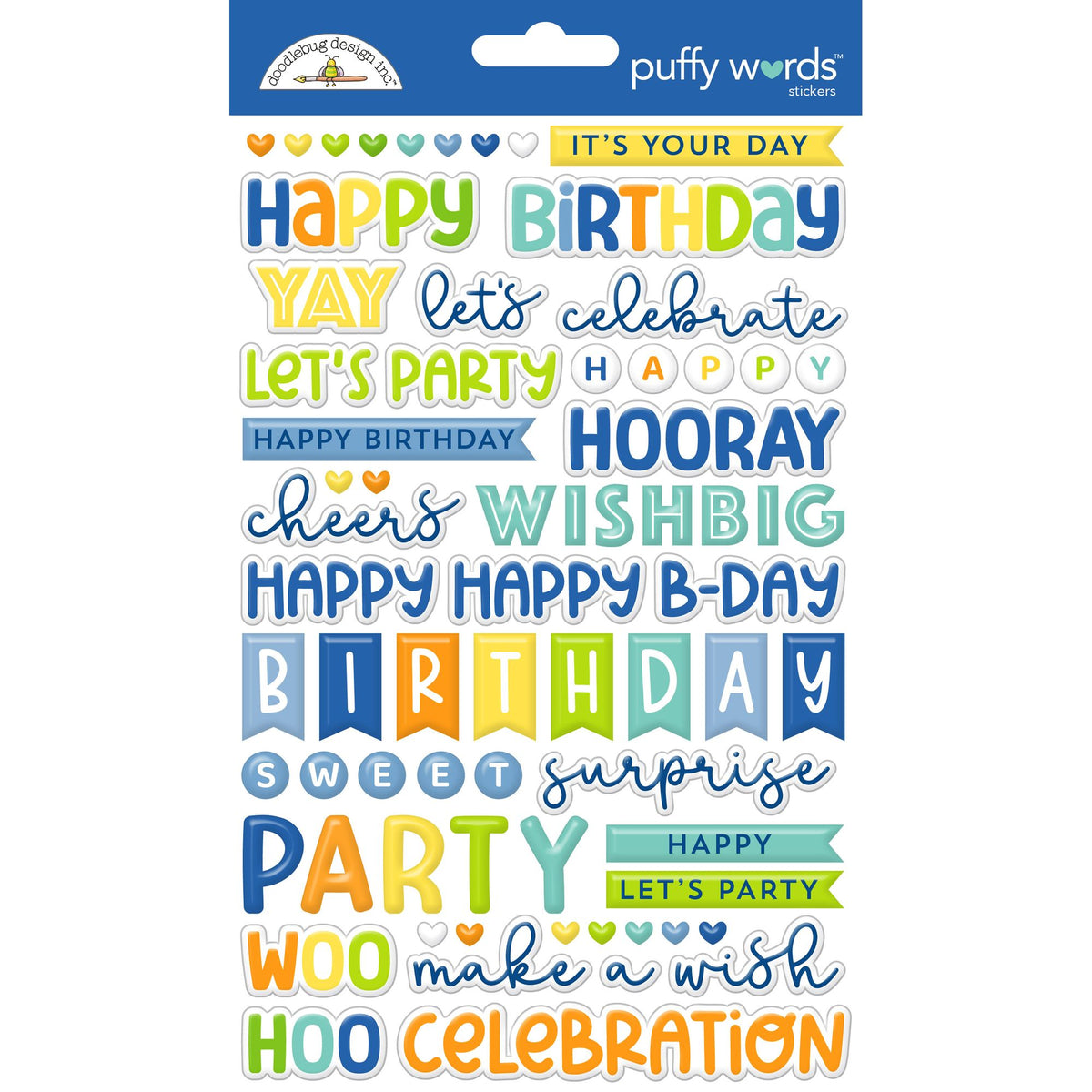 Doodlebug Balloons and Banners Puffy Words Stickers 9192