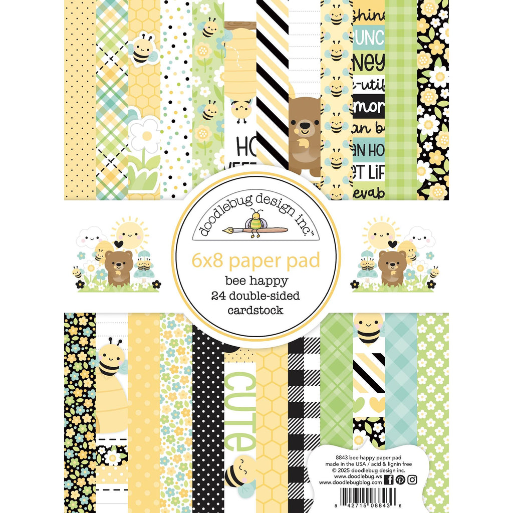 Doodlebug Bee Happy 6x8 Inch Paper Pad 8843