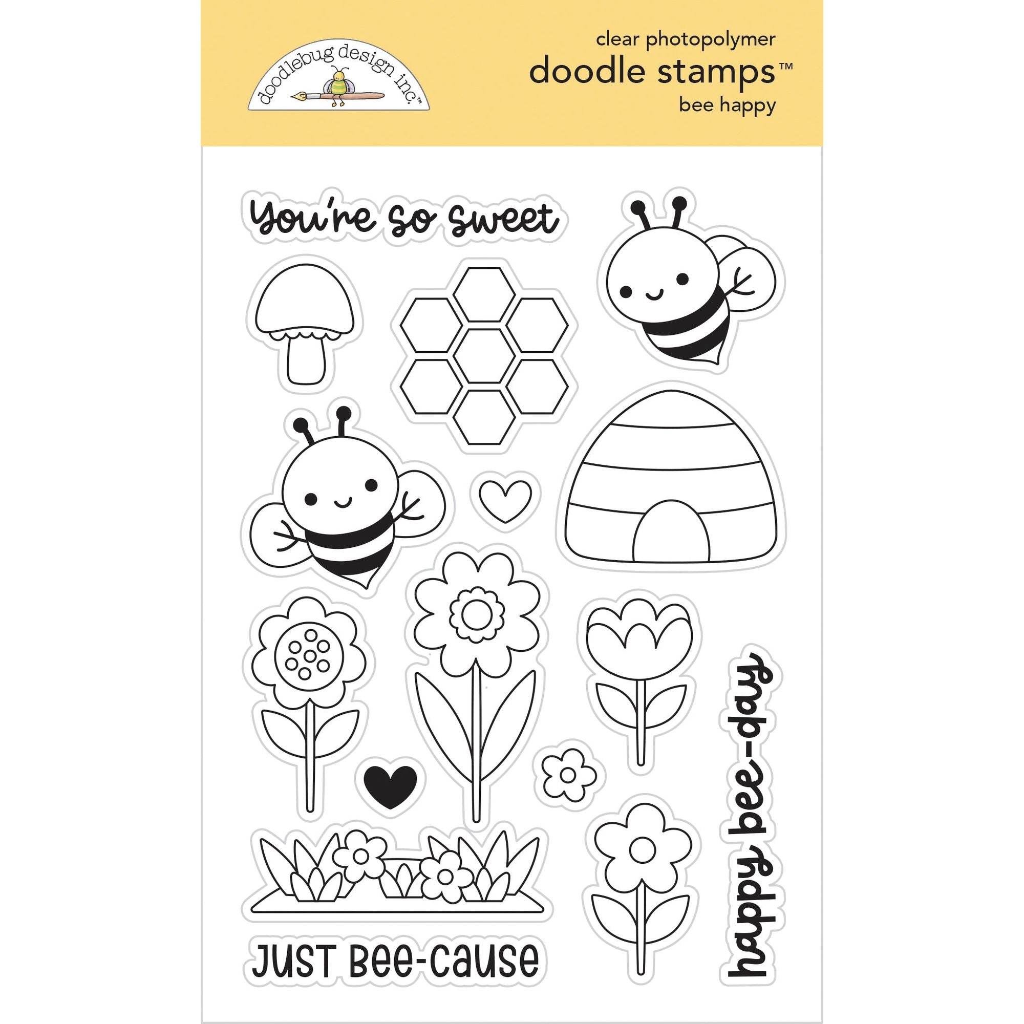 Doodlebug Bee Happy Doodle Stamps 8839