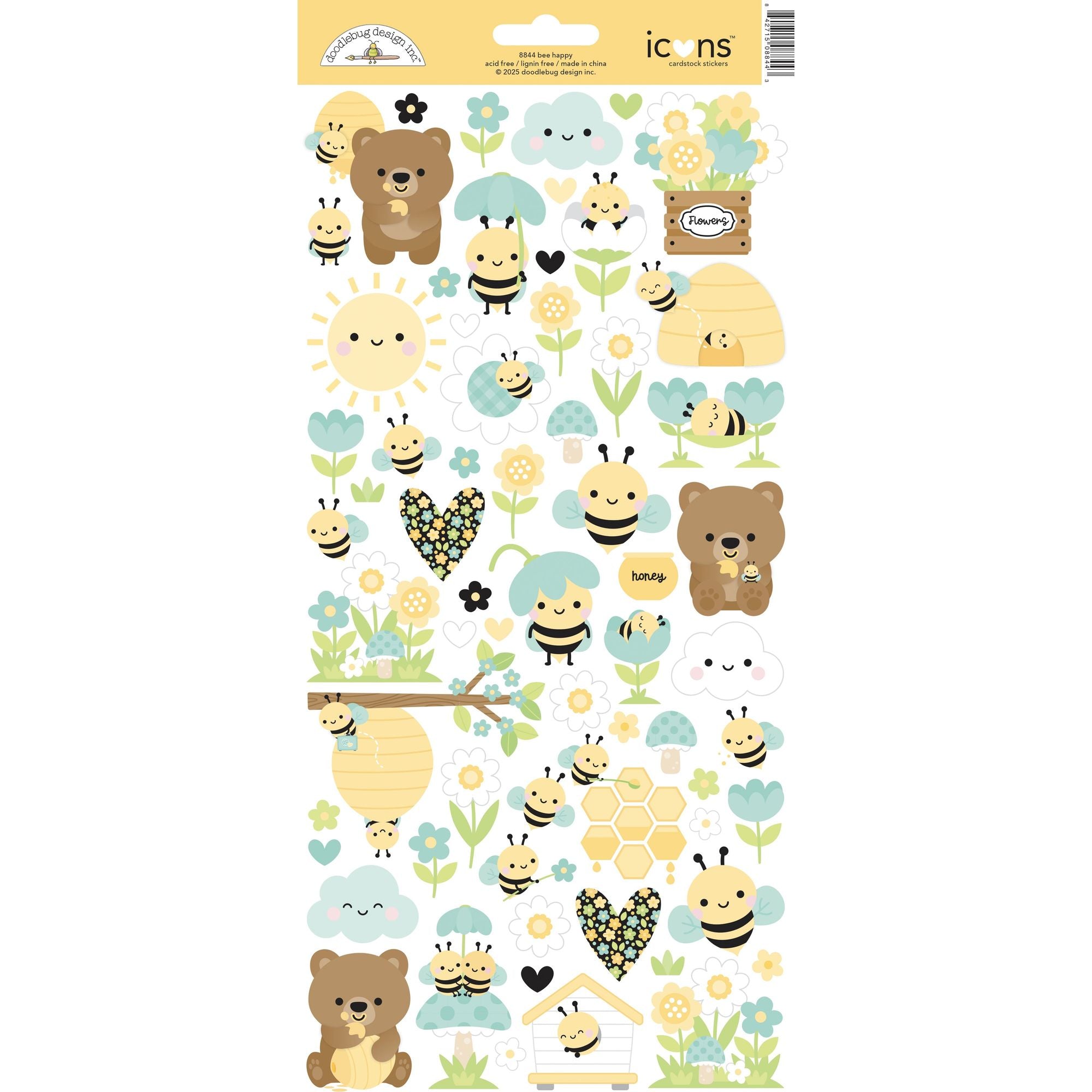 Doodlebug Bee Happy Icons Stickers 8844