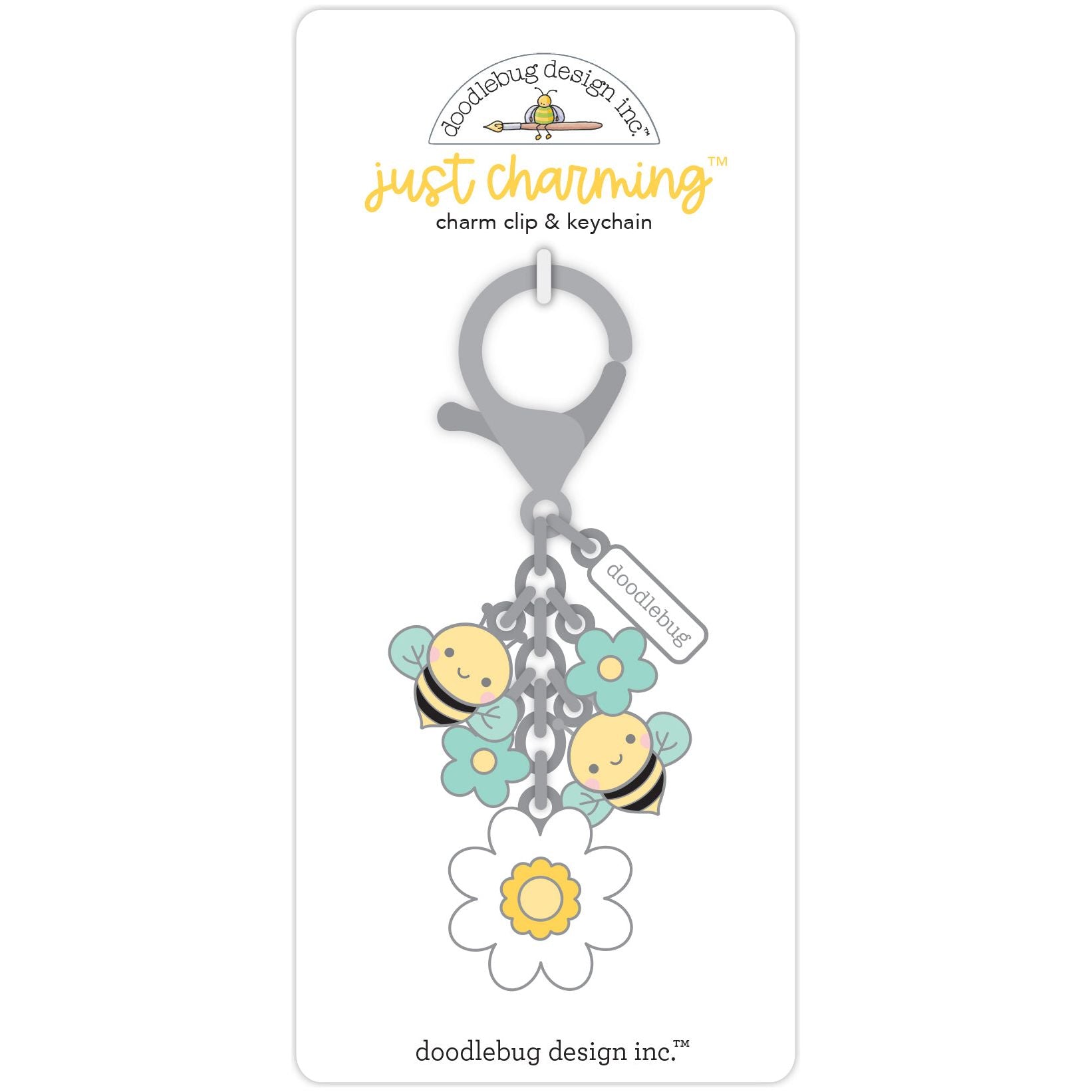 Doodlebug Bee Happy Just Charming Keychain Clip 8836