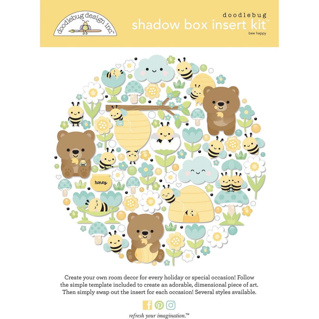 Doodlebug Bee Happy Shadow Box Kit 8857