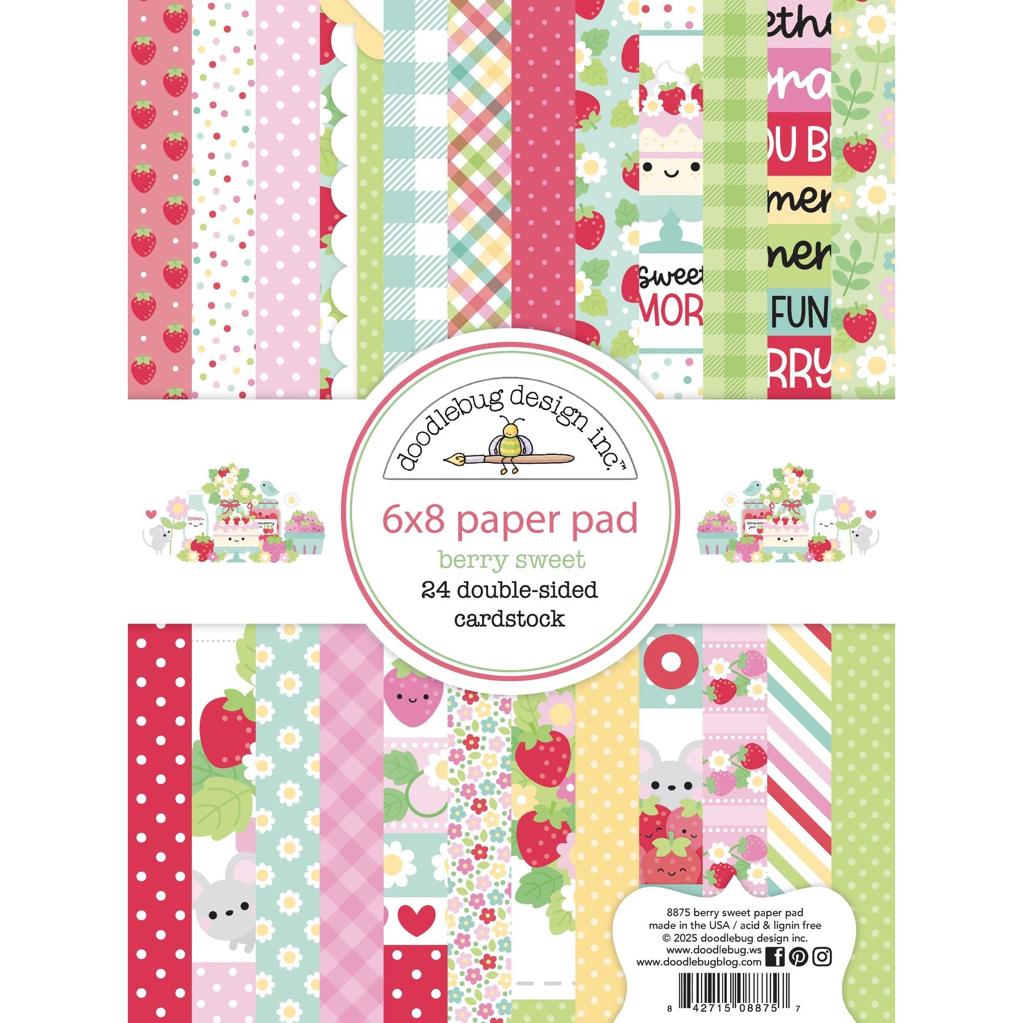 Doodlebug Berry Sweet 6x8 Inch Paper Pad 8875