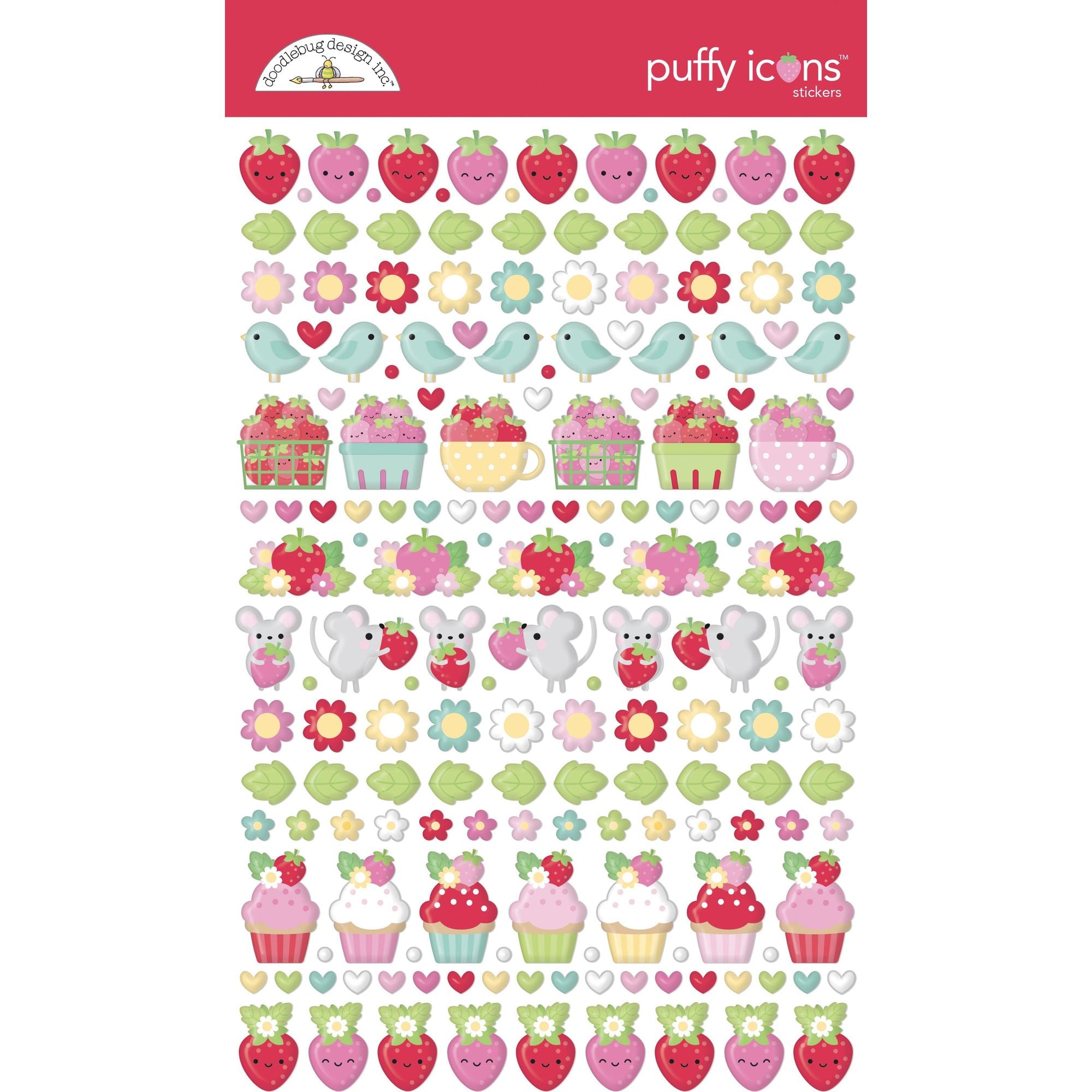Doodlebug Berry Sweet Puffy Icons Stickers 8866