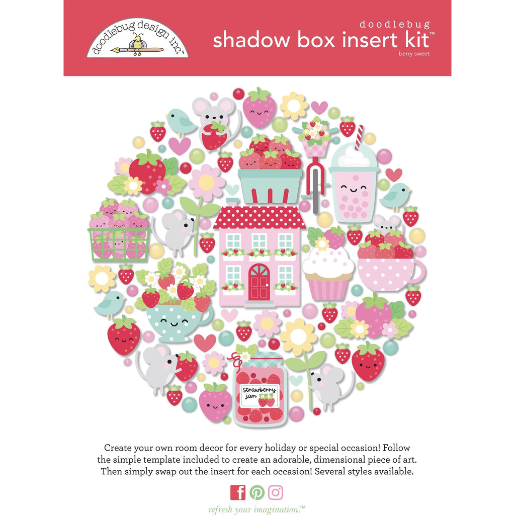 Doodlebug Berry Sweet Shadow Box Kit 8889