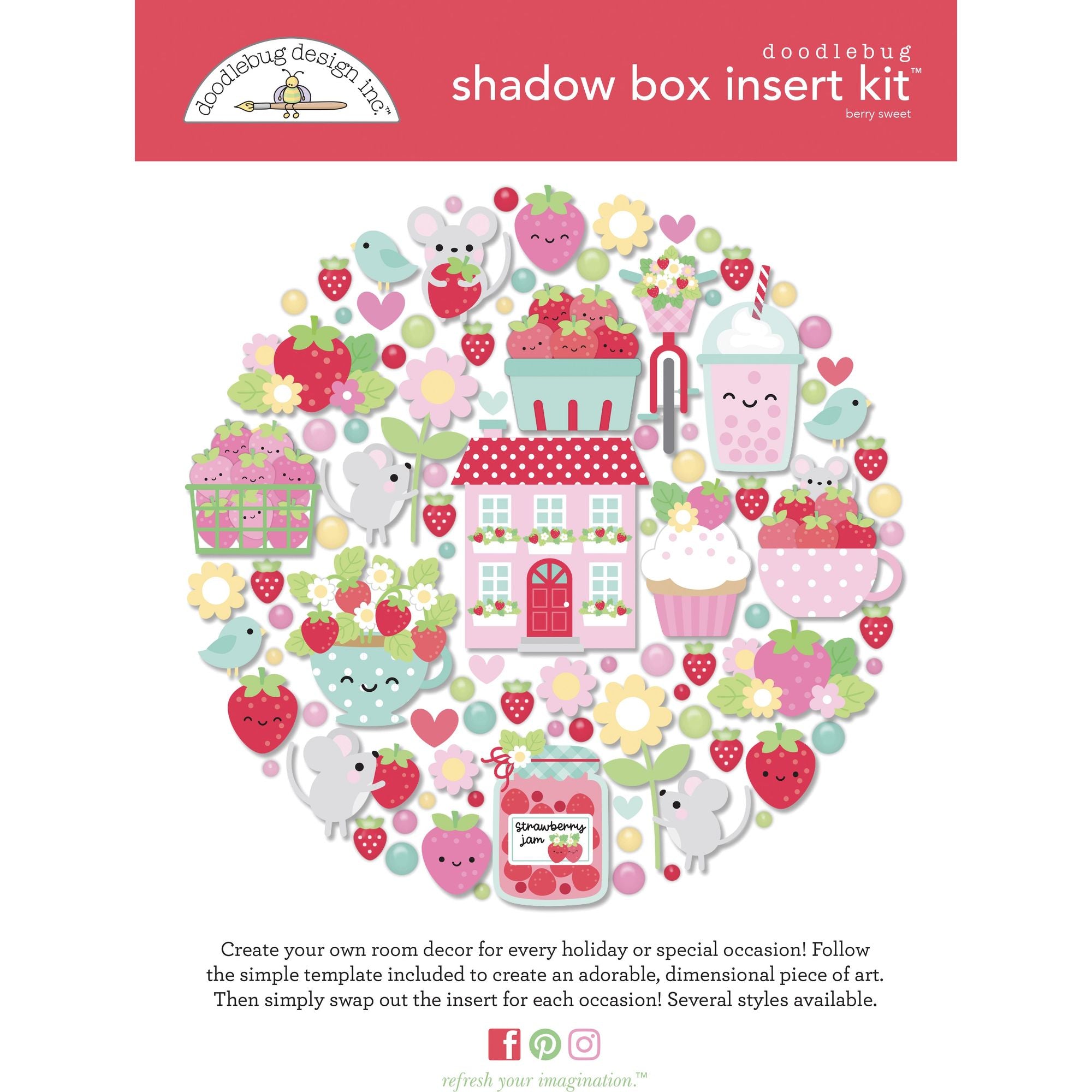 Doodlebug Berry Sweet Shadow Box Kit 8889