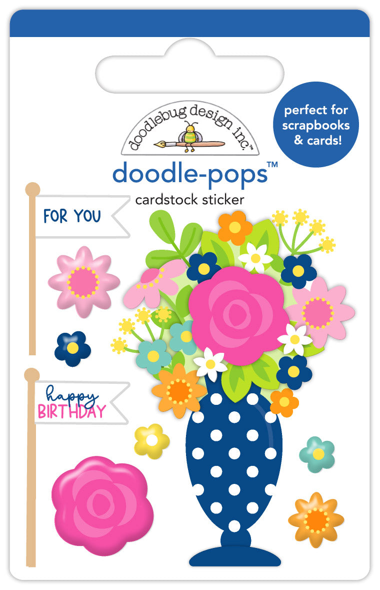 Doodlebug Birthday Blossoms Doodle Pops 3D Stickers 9134