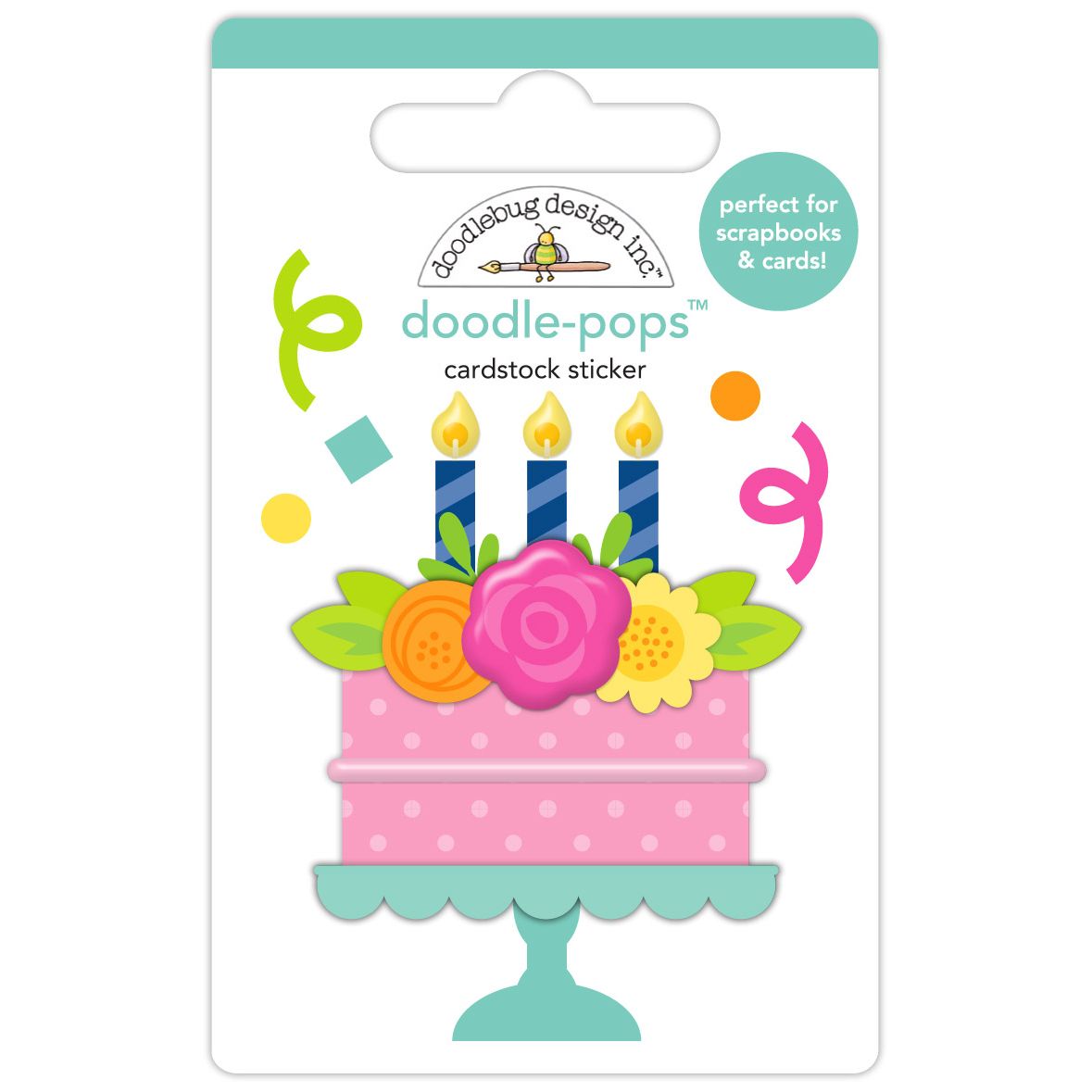 Doodlebug Birthday Cake Doodle Pops 3D Stickers 9133