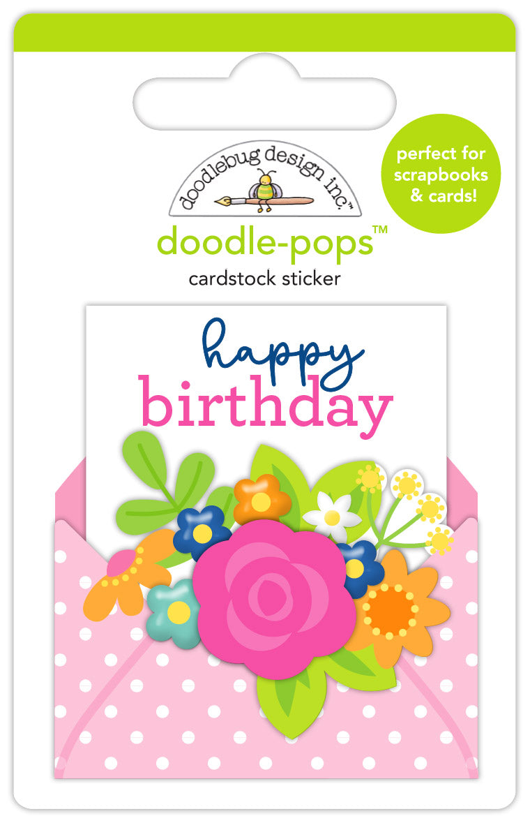 Doodlebug Birthday Greetings Doodle Pops 3D Stickers 9132