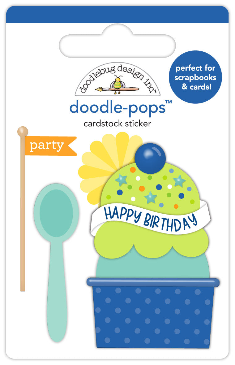 Doodlebug Birthday Sundae Doodle Pops 3D Stickers 9187