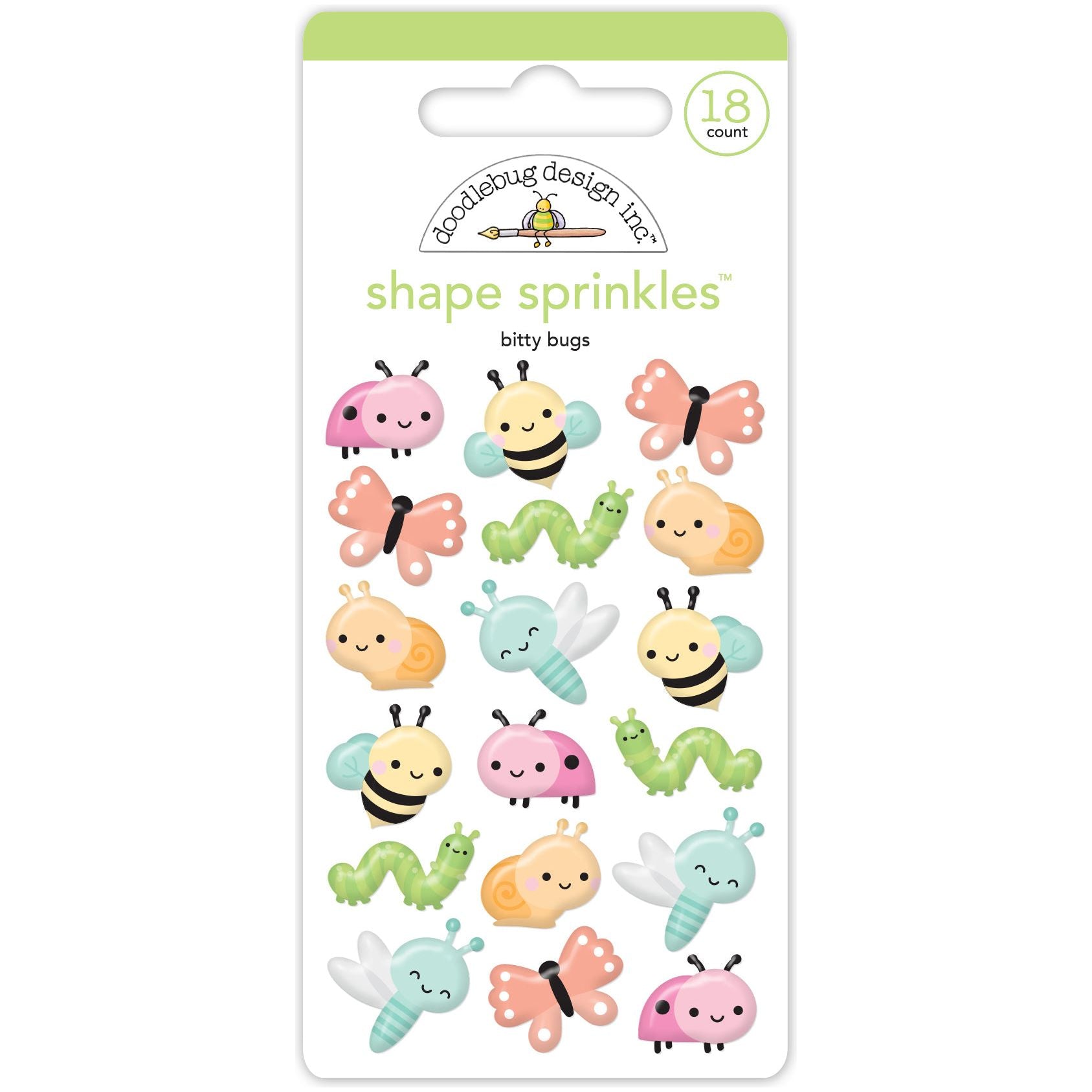 Doodlebug Bitty Bugs Enamel Stickers Shape Sprinkles 8774