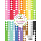 Doodlebug Buffalo Check Woodgrain Rainbow Petite Prints 6x8 Inch Paper Pad 9059