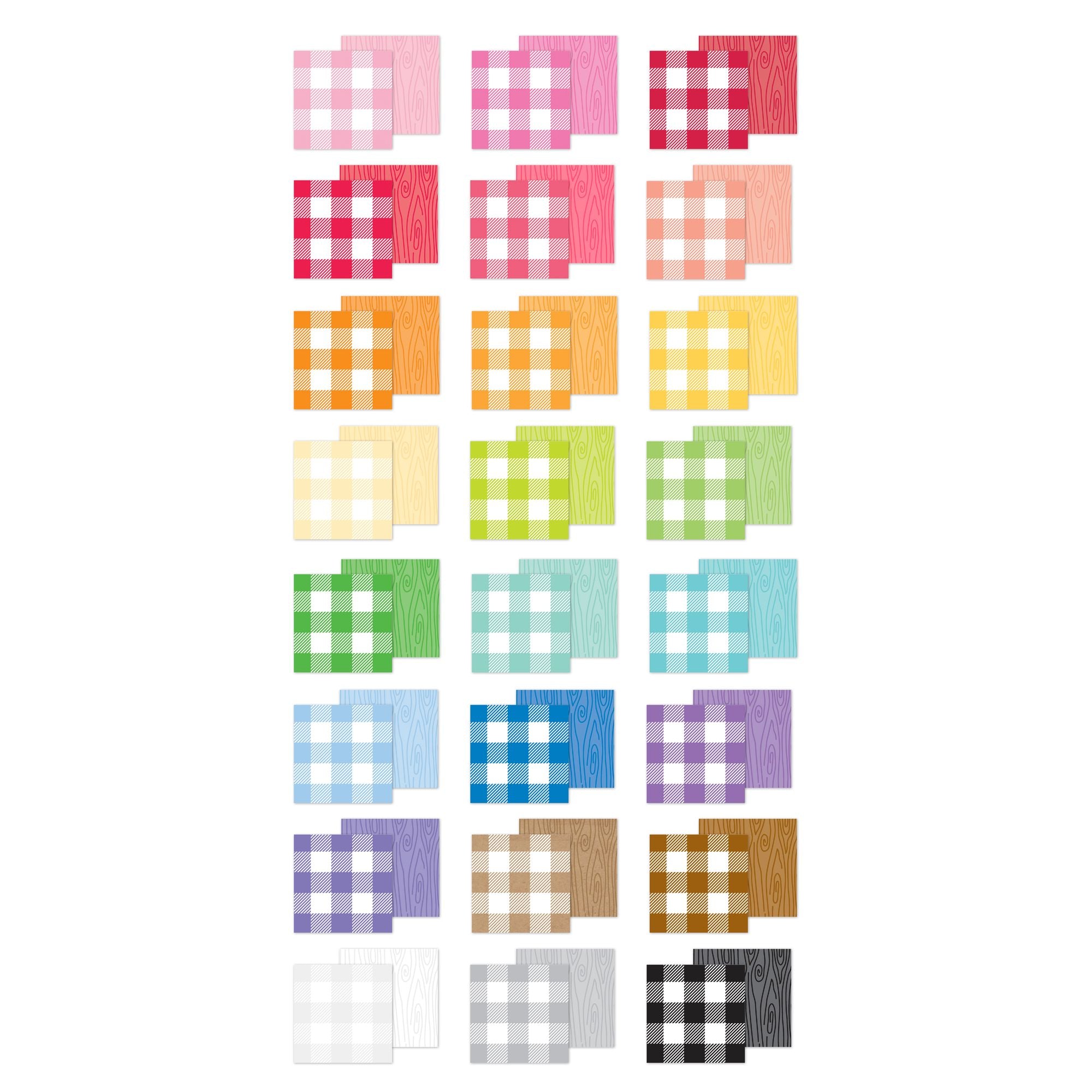 Doodlebug Buffalo Check Woodgrain Rainbow Petite Prints 6x8 Inch Paper Pad 9059 individual papers