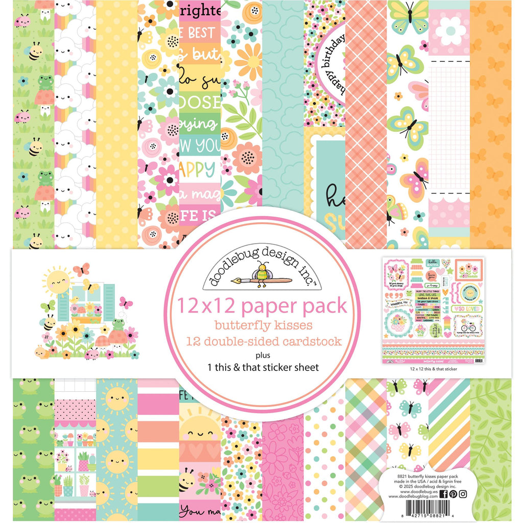 Doodlebug Butterfly Kisses 12x12 Inch Paper Pack 8821