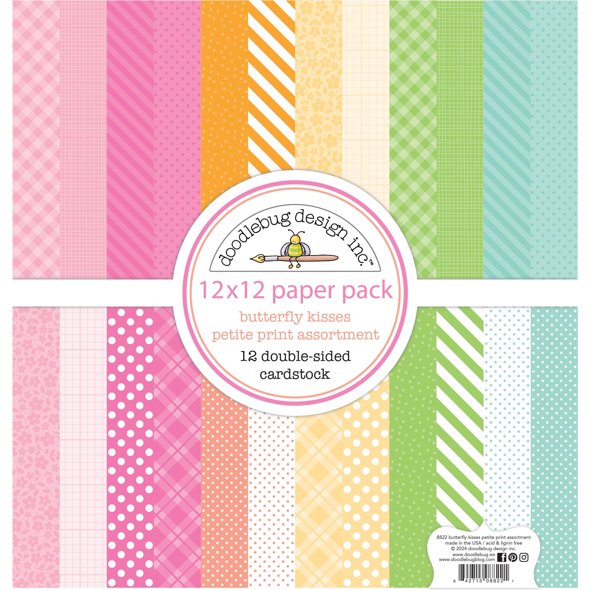 Doodlebug Butterfly Kisses 12x12 Inch Petite Prints Assortment Pack 8822