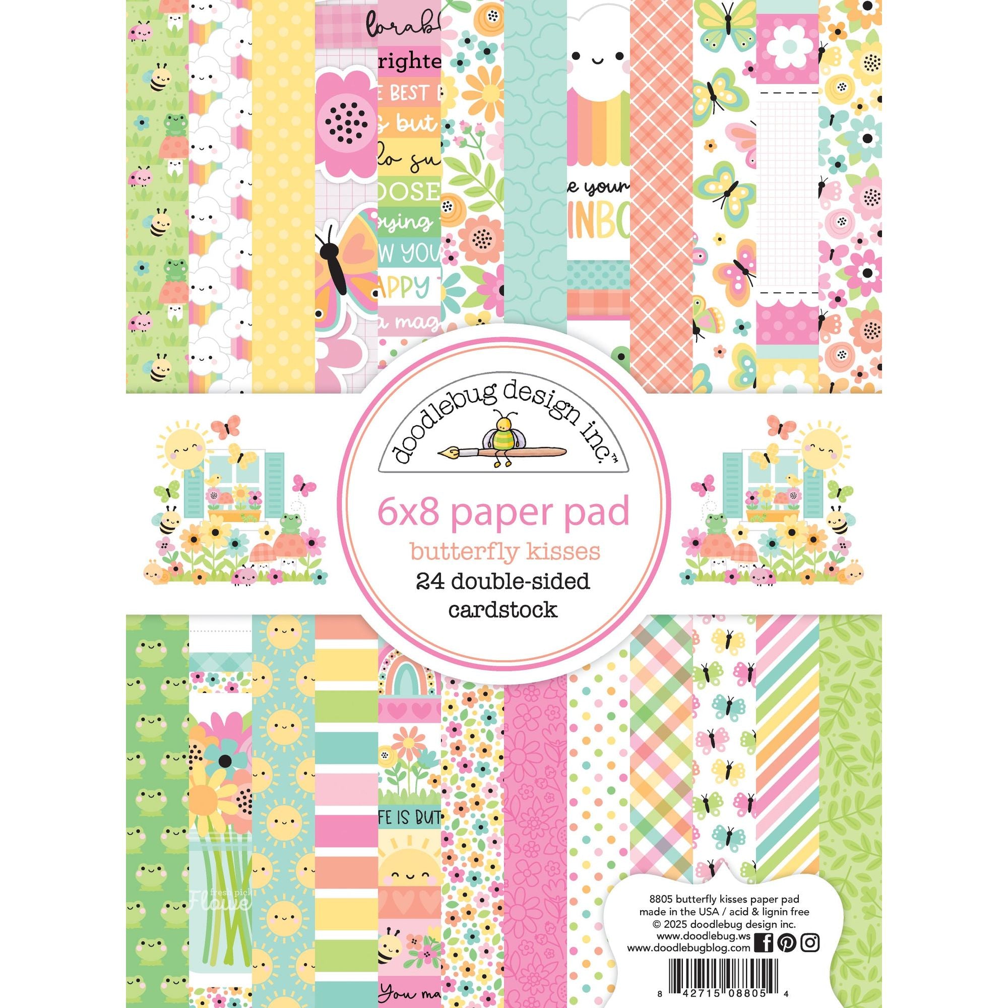 Doodlebug Butterfly Kisses 6x8 Inch Paper Pad 8805