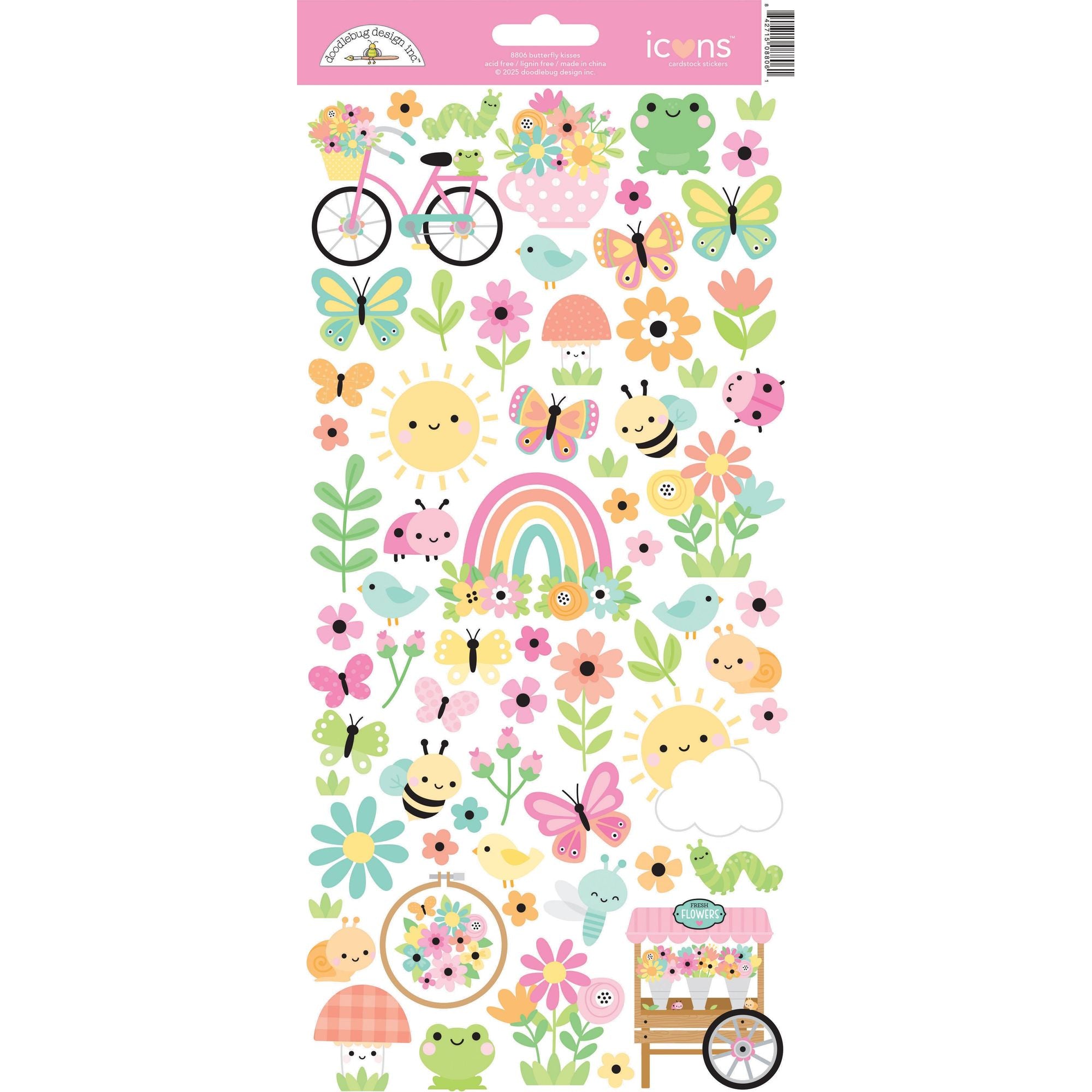 Doodlebug Butterfly Kisses Icons Stickers 8806
