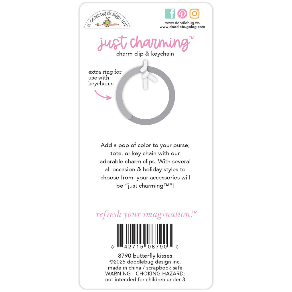 Doodlebug Butterfly Kisses Just Charming Keychain Clip 8790 backflykissesjustcharmingclipback