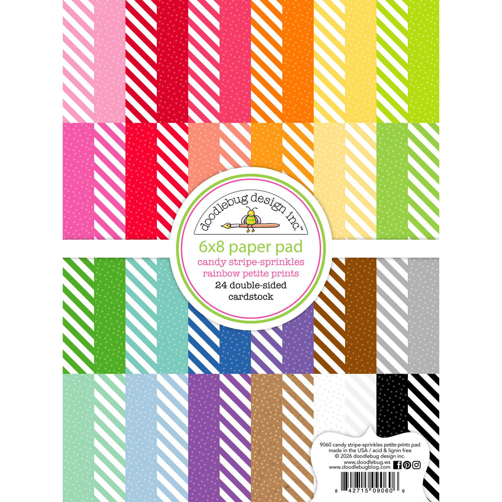 Doodlebug Candy Stripe Sprinkles Rainbow Petite Prints 6x8 Inch Paper Pad 9060
