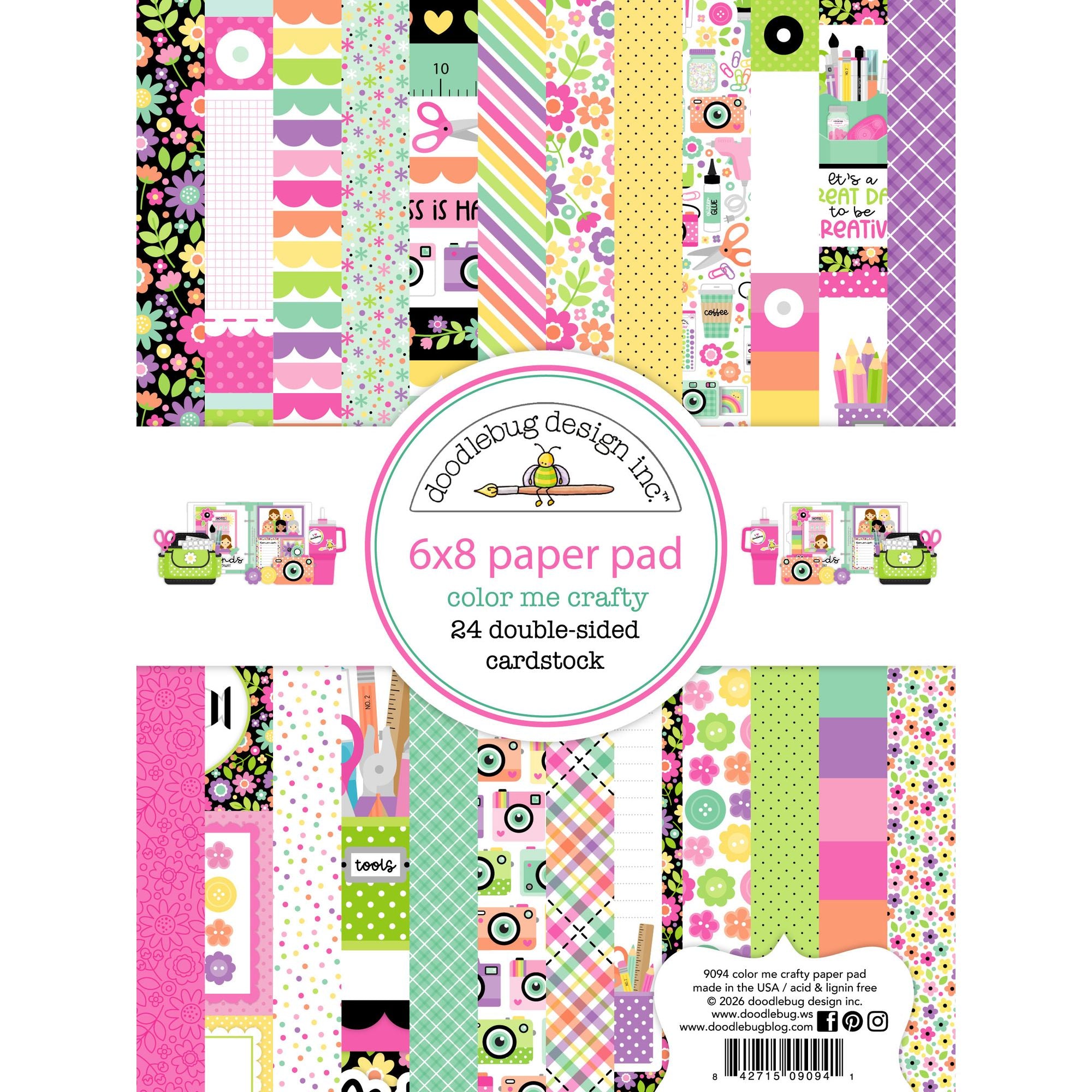 Doodlebug Color Me Crafty 6x8 Inch Paper Pad 9094