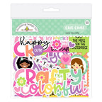 Doodlebug Color Me Crafty Chit Chat Ephemera Die Cut Shapes 9091 in packaging