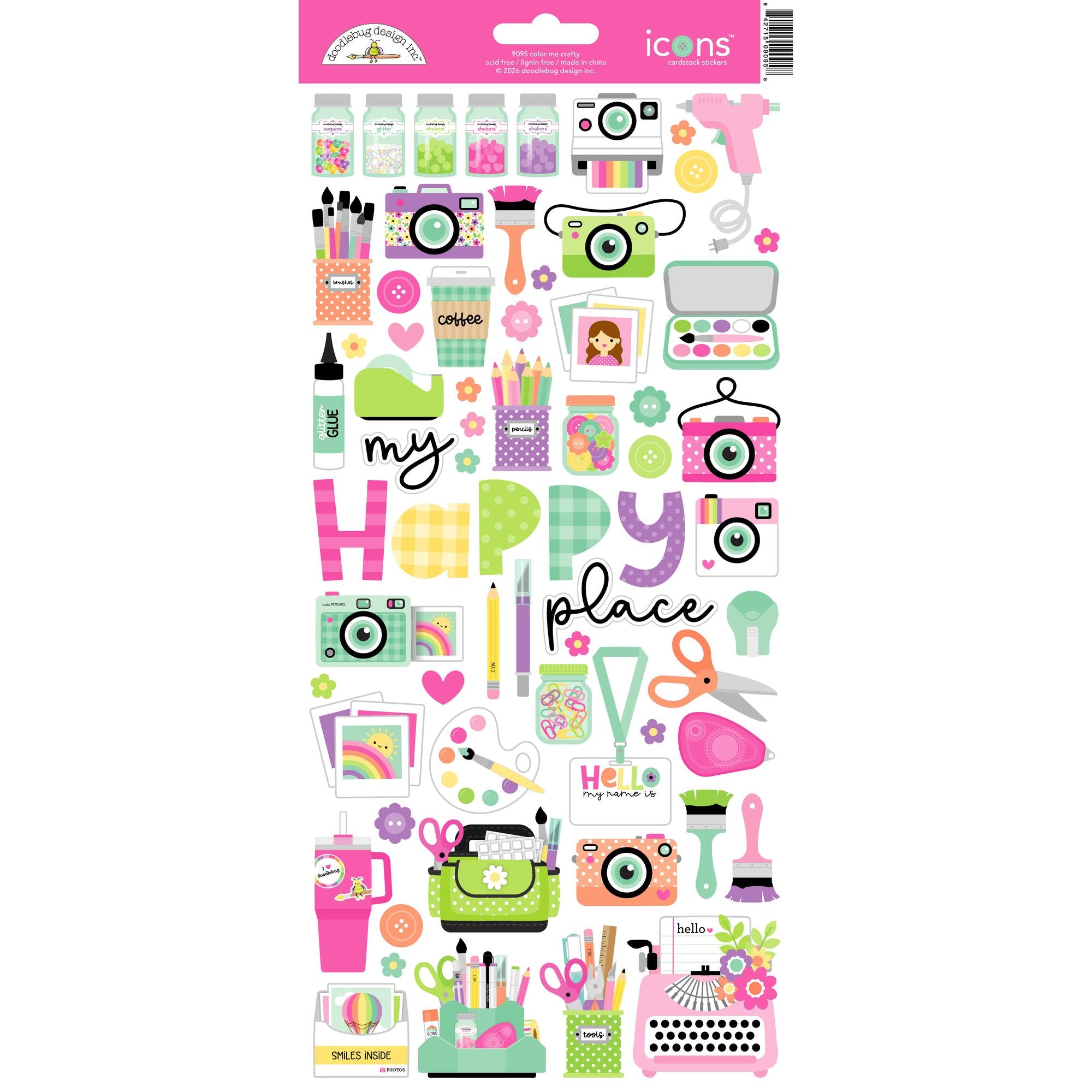 Doodlebug Color Me Crafty Icons Stickers 9095