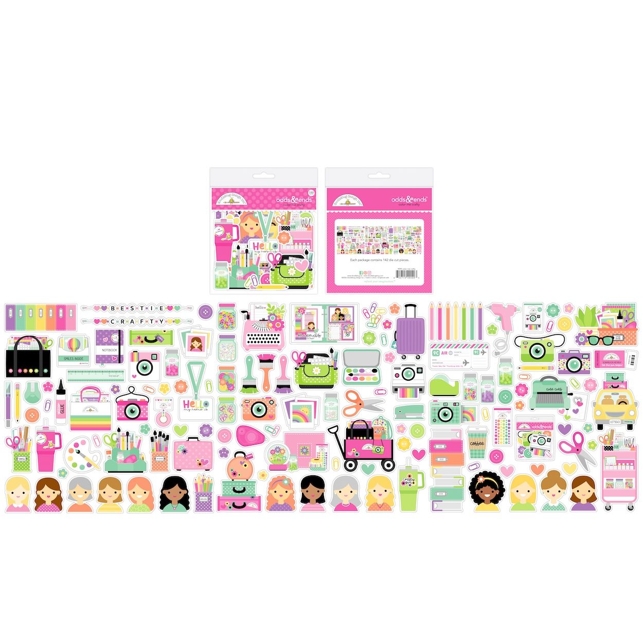 Doodlebug Color Me Crafty Odds & Ends Ephemera Die Cut Shapes 9090
