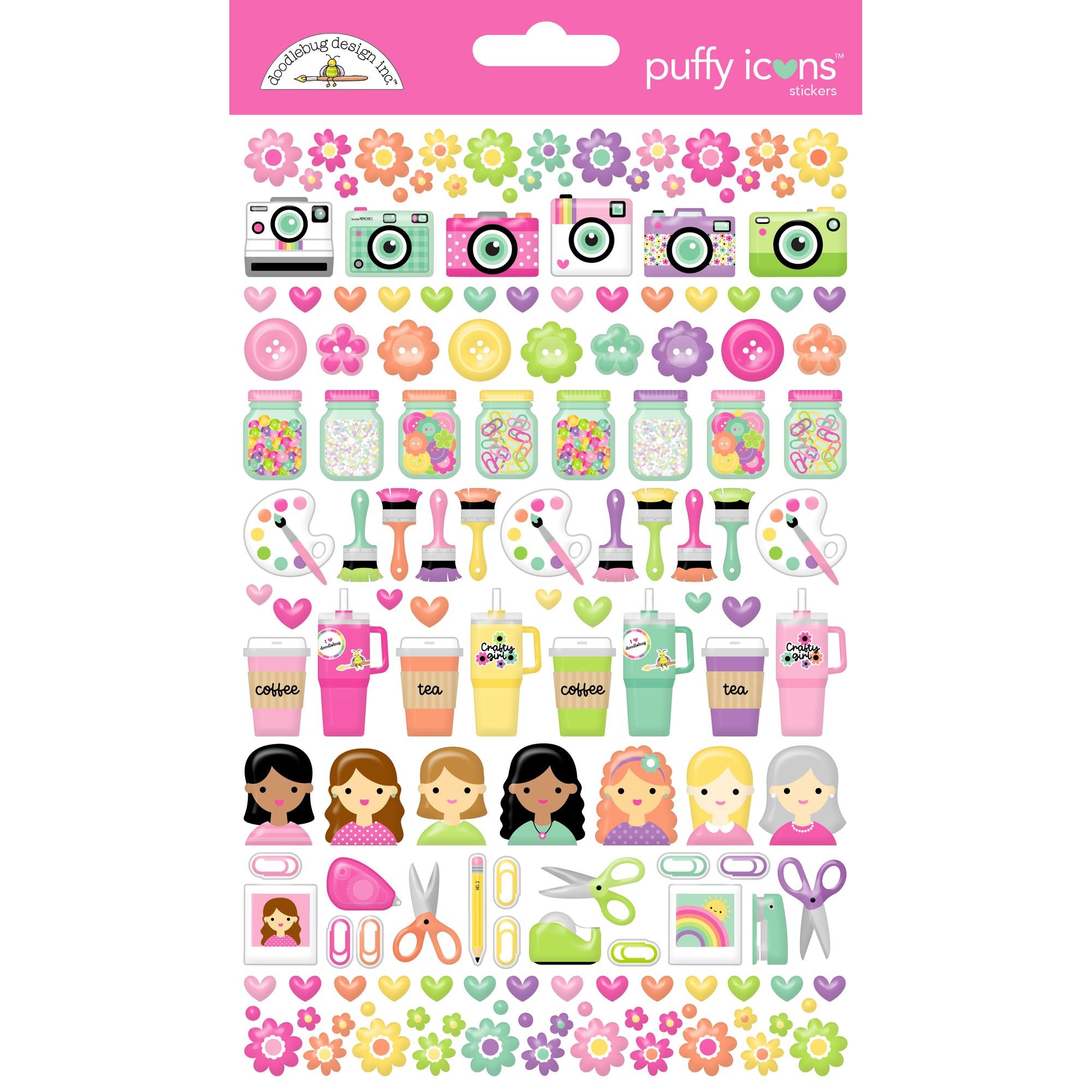 Doodlebug Color Me Crafty Puffy Icons Stickers 9077