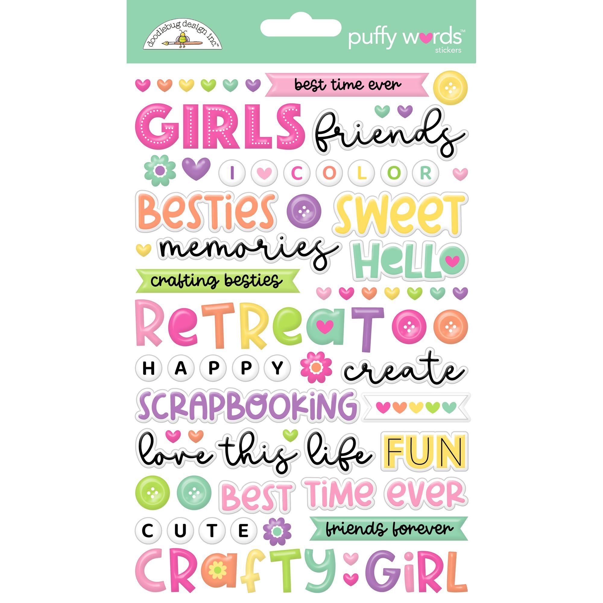 Doodlebug Color Me Crafty Puffy Words Stickers 9078
